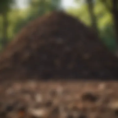 Well-Structured Compost Pile An overview of a well-structured compost pile in a backyard