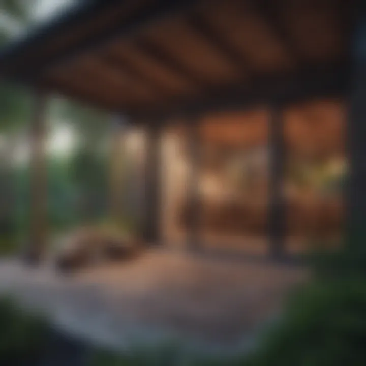 A cozy community gathering space surrounded by nature and friendly neighbors