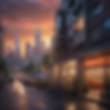 The Allure of City Living A vibrant urban skyline featuring modern architecture and bustling city life