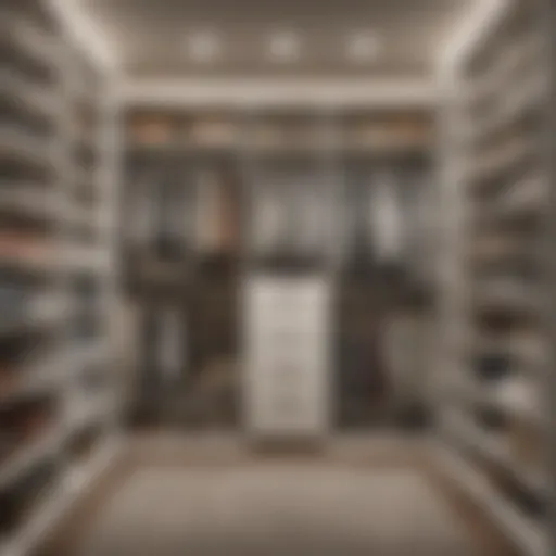 A well-organized closet with labeled bins and shelving