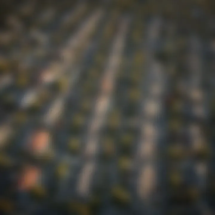 Aerial view of diverse neighborhoods showcasing potential investment properties
