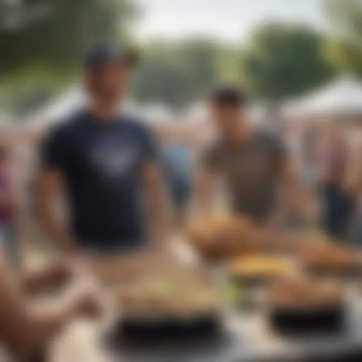 Community gathering at a local festival in South Austin, showcasing food and music.