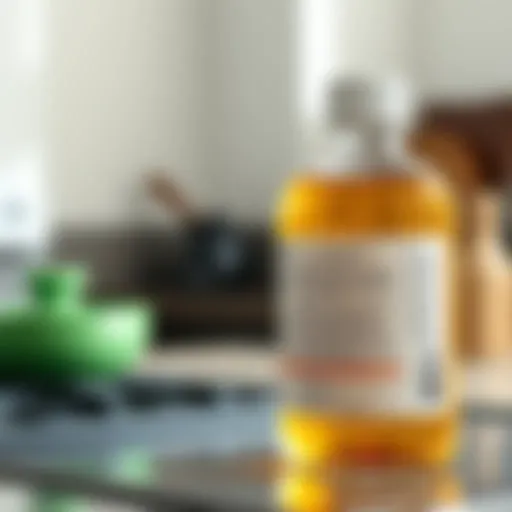 Close-up view of magic stove top cleaner bottle with ingredients list