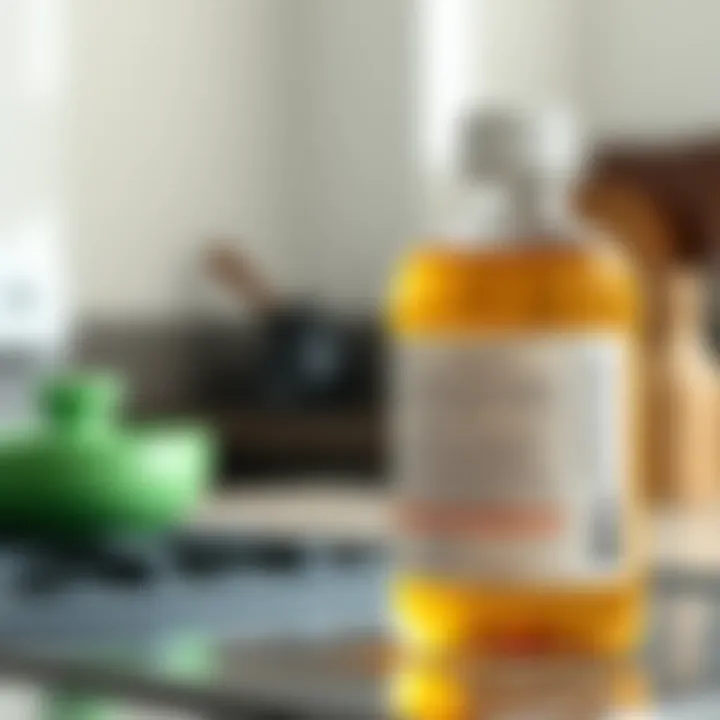 Close-up view of magic stove top cleaner bottle with ingredients list