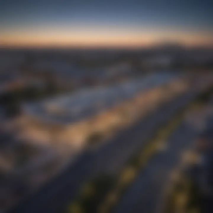 Aerial view of Magnolia Station and its surrounding urban landscape