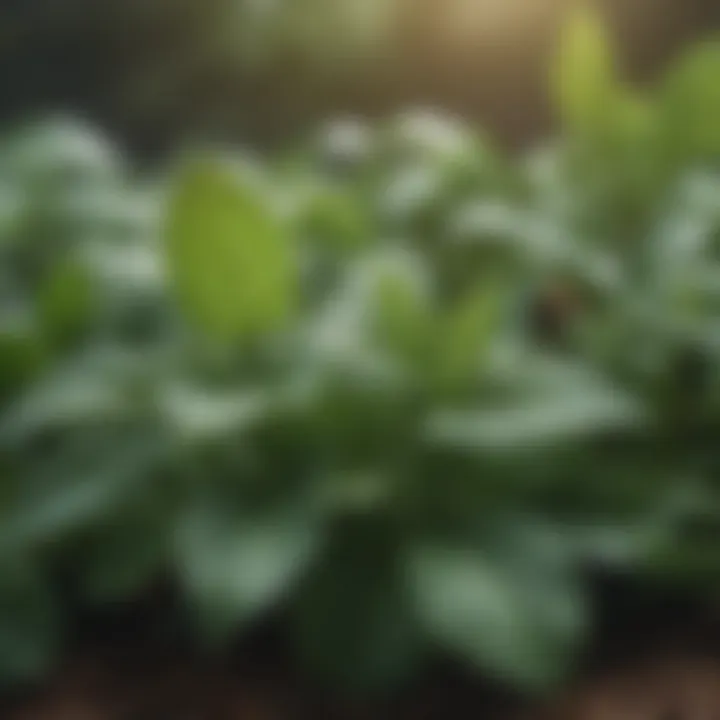 A close-up of healthy herb leaves illustrating pest-free foliage