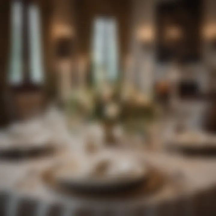 Formal dining table adorned with luxury linens and stylish centerpieces