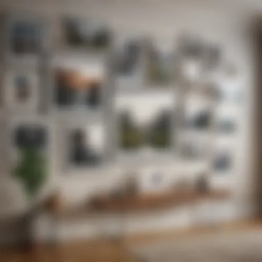 A beautifully arranged gallery wall showcasing various art styles.