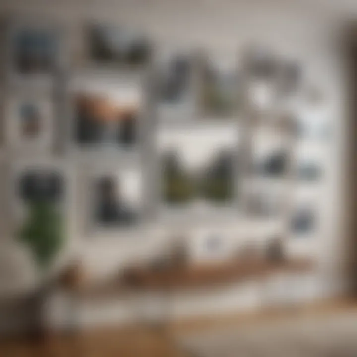 A beautifully arranged gallery wall showcasing various art styles.