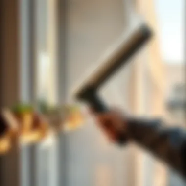 Demonstrating the correct squeegeeing technique