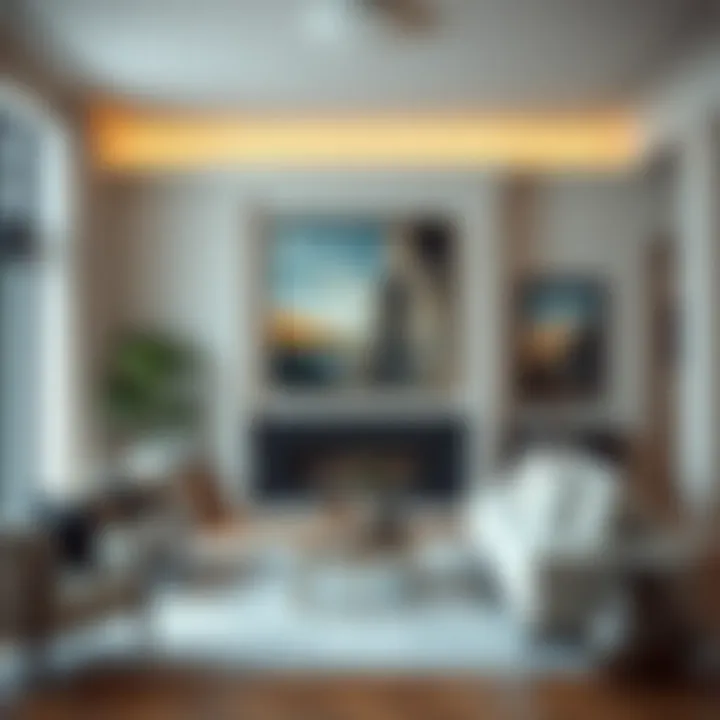 Elegant Living Space with Artwork An elegant living space showcasing well-hung heavy artwork