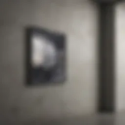 Concrete wall showcasing various art pieces