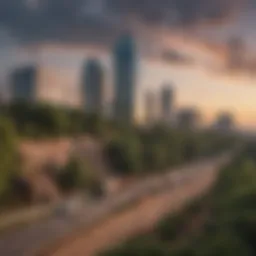 A panoramic view of the Sandy Springs skyline showcasing modern architecture and lush greenery.