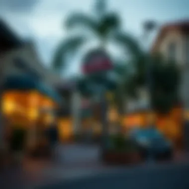 A bustling neighborhood showcasing local shops and restaurants