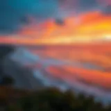 A scenic view of San Diego coastline with vibrant sunset