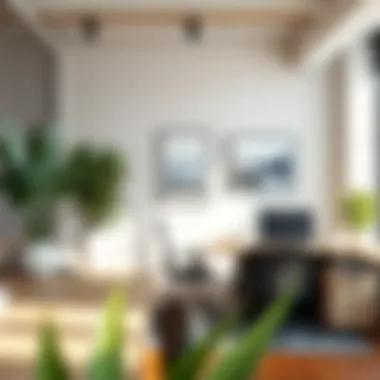 Strategically Placed Art in Office Space Office space with strategically placed art