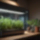 Indoor herb garden illuminated by LED lights