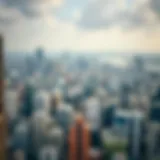 Urban Property Investment Opportunities Aerial view of a bustling urban skyline highlighting prime property locations