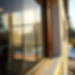Crystal clear window reflecting sunlight
