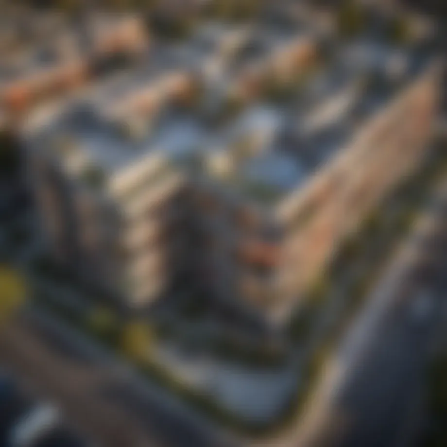 Aerial view of Rose Apartments showcasing modern architecture