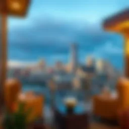 Stunning skyline view from a luxury apartment balcony