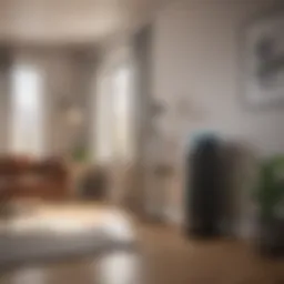 Modern air purifier in a stylish home setting