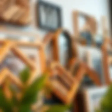 Artistic arrangement of various frame hangers on display