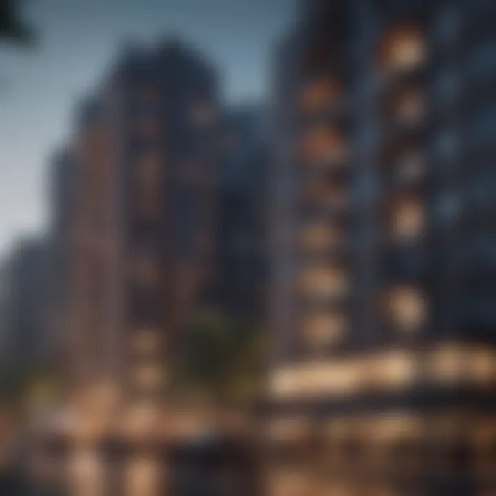 Urban skyline with apartments highlighting prime location