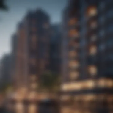 Prime Urban Locations Urban skyline with apartments highlighting prime location