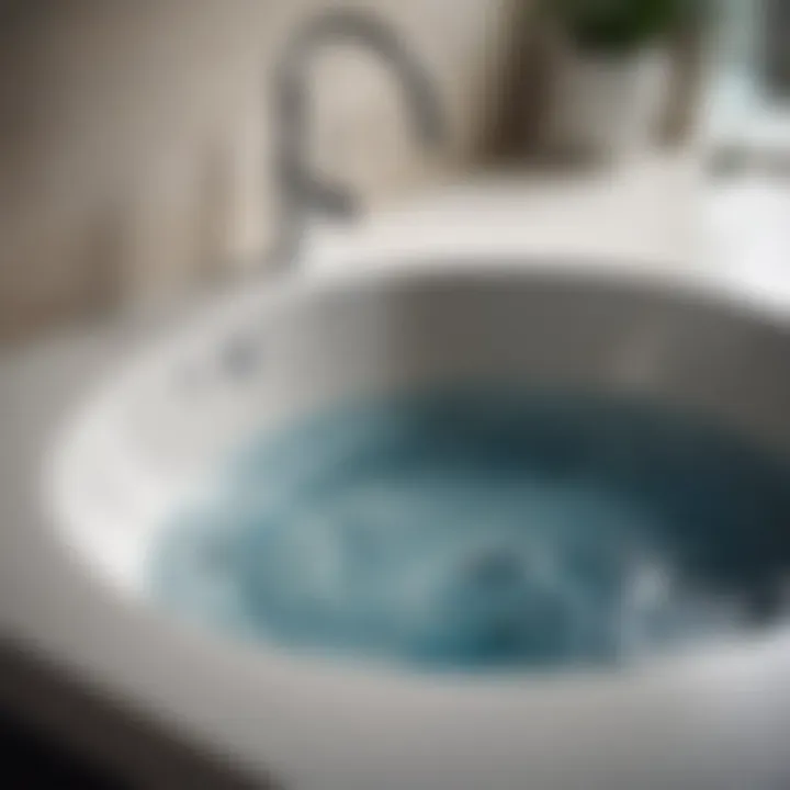 Artistic view of water ripples in a modern sink