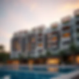 Modern architectural design of a residential condominium