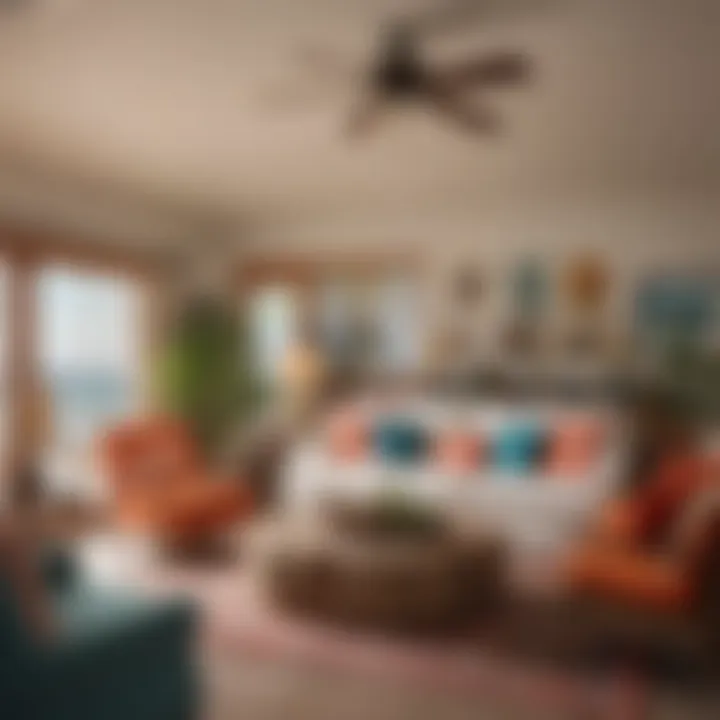 Cozy vacation rental living room with beach decor