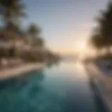 Luxurious resort pool with ocean view