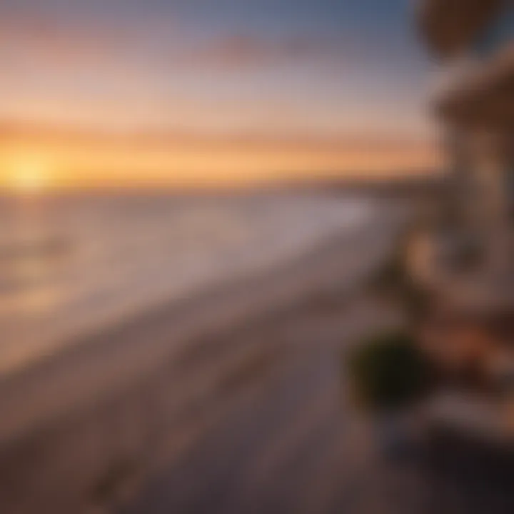 Scenic sunset view from a beachfront hotel balcony