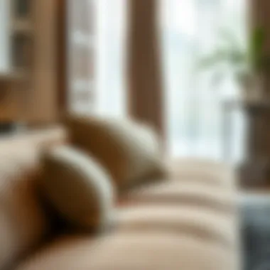 Luxurious fabric sofa with cushion