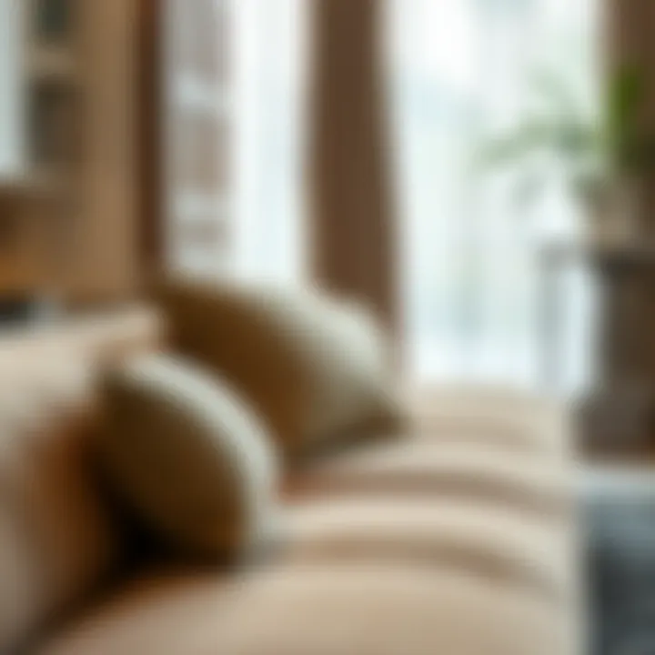 Luxurious fabric sofa with cushion