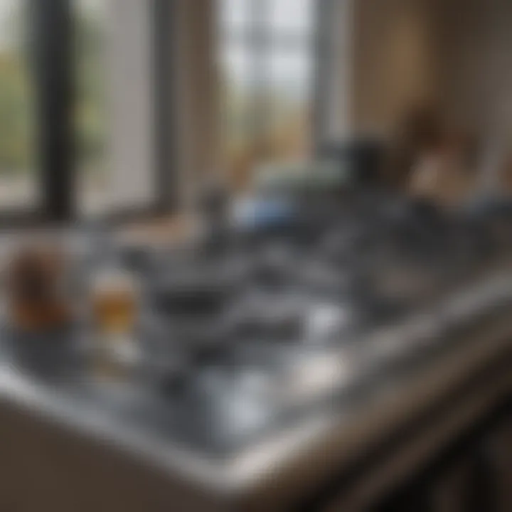 Cleaning and maintenance supplies beside a glass top stove