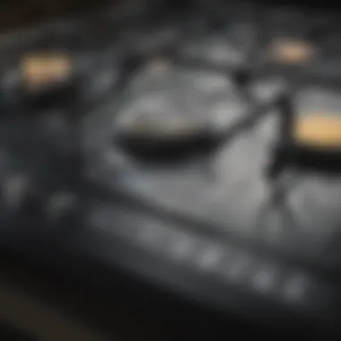 Close-up view of a glass top stove displaying controls and features