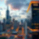 Skyline view of a thriving city center