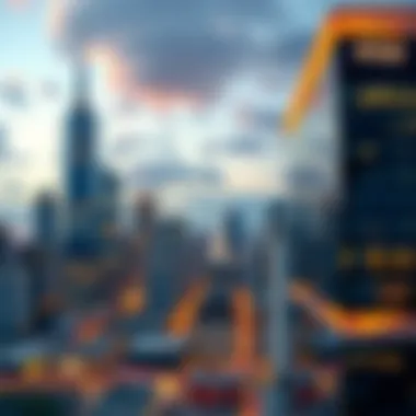 Thriving City Center Skyline Skyline view of a thriving city center