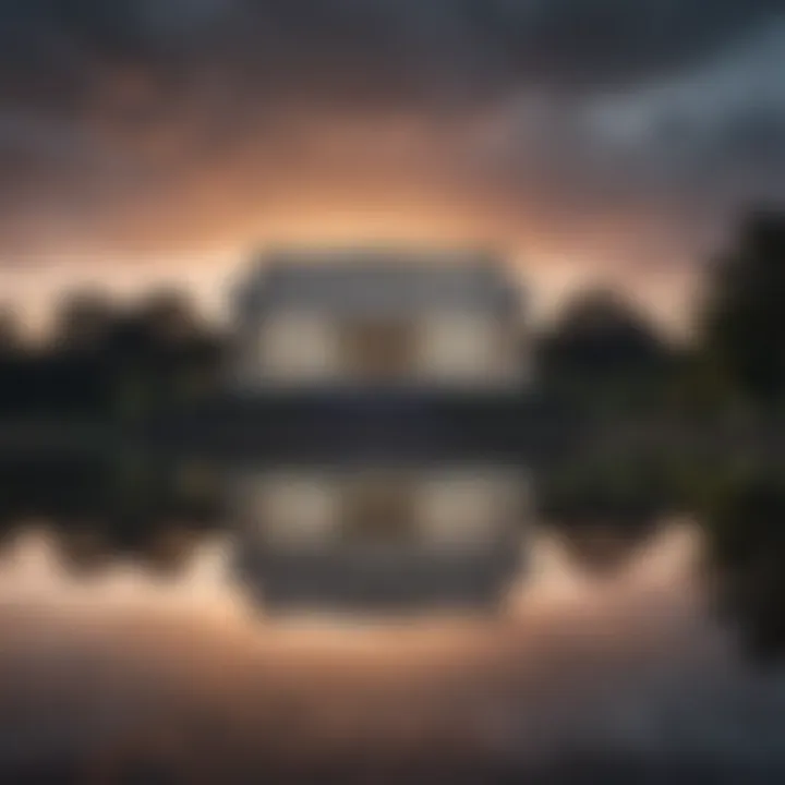 A serene view of the Lincoln Memorial reflecting in the water