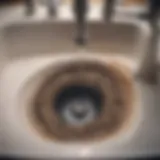 Clogged kitchen sink pipe with visible debris
