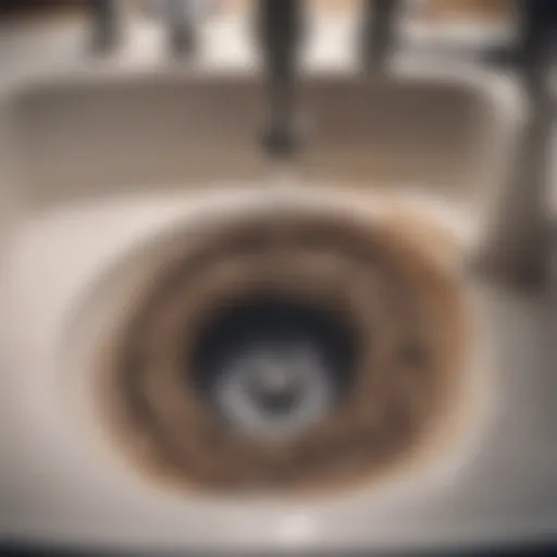 Clogged kitchen sink pipe with visible debris