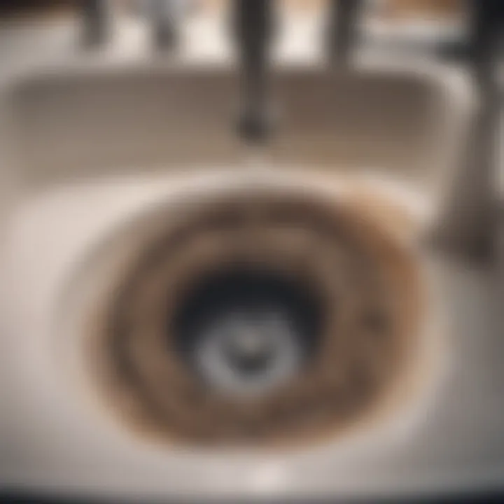 Clogged kitchen sink pipe with visible debris