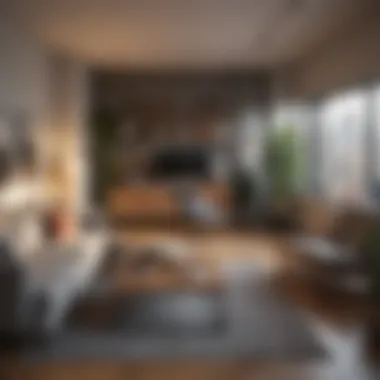 Urban Apartment Living Cozy apartment interior showcasing urban living
