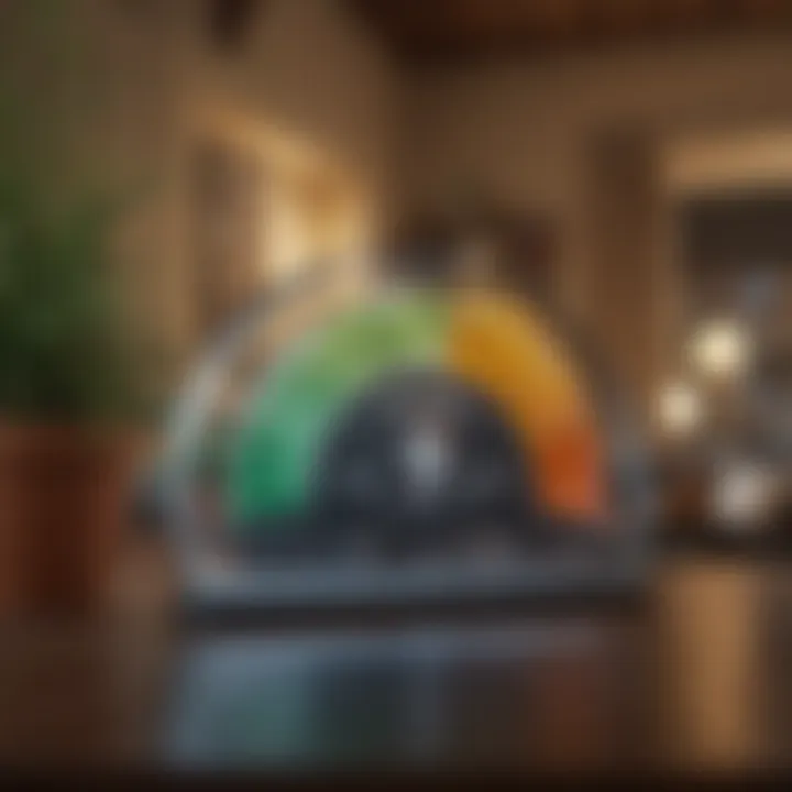 Visual depiction of a credit score being influenced by inquiries