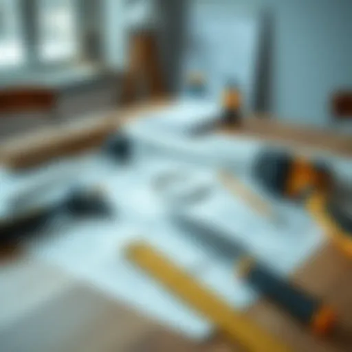 Blueprints and Inspection Tools Blueprints and inspection tools laid out on a table