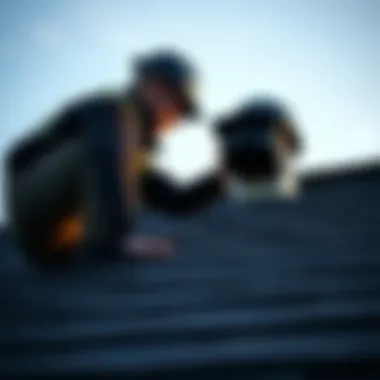 Roof Inspection Insight A close-up of a professional inspecting a roof.