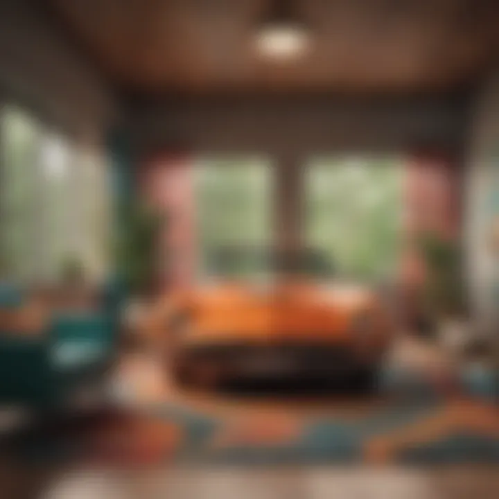Colorful mid century inspired art and decor elements
