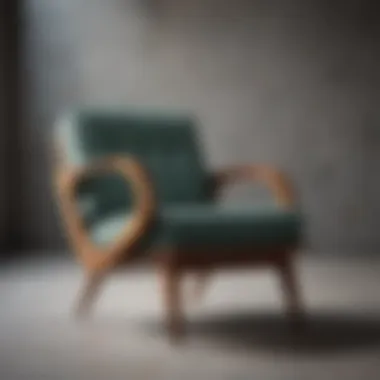 Detailed View of Mid-Century Chair Design Close-up of a vintage mid-century chair highlighting its unique design features